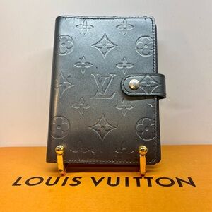 Louis Vuitton Monogram Vernis Agenda PM Notebook Cover Travel Unisex Navy Blue